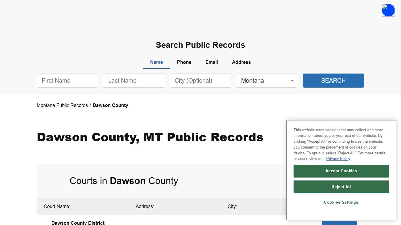 Dawson County, MT Public Court, Arrest and Inmate Records - ThePublicIndex