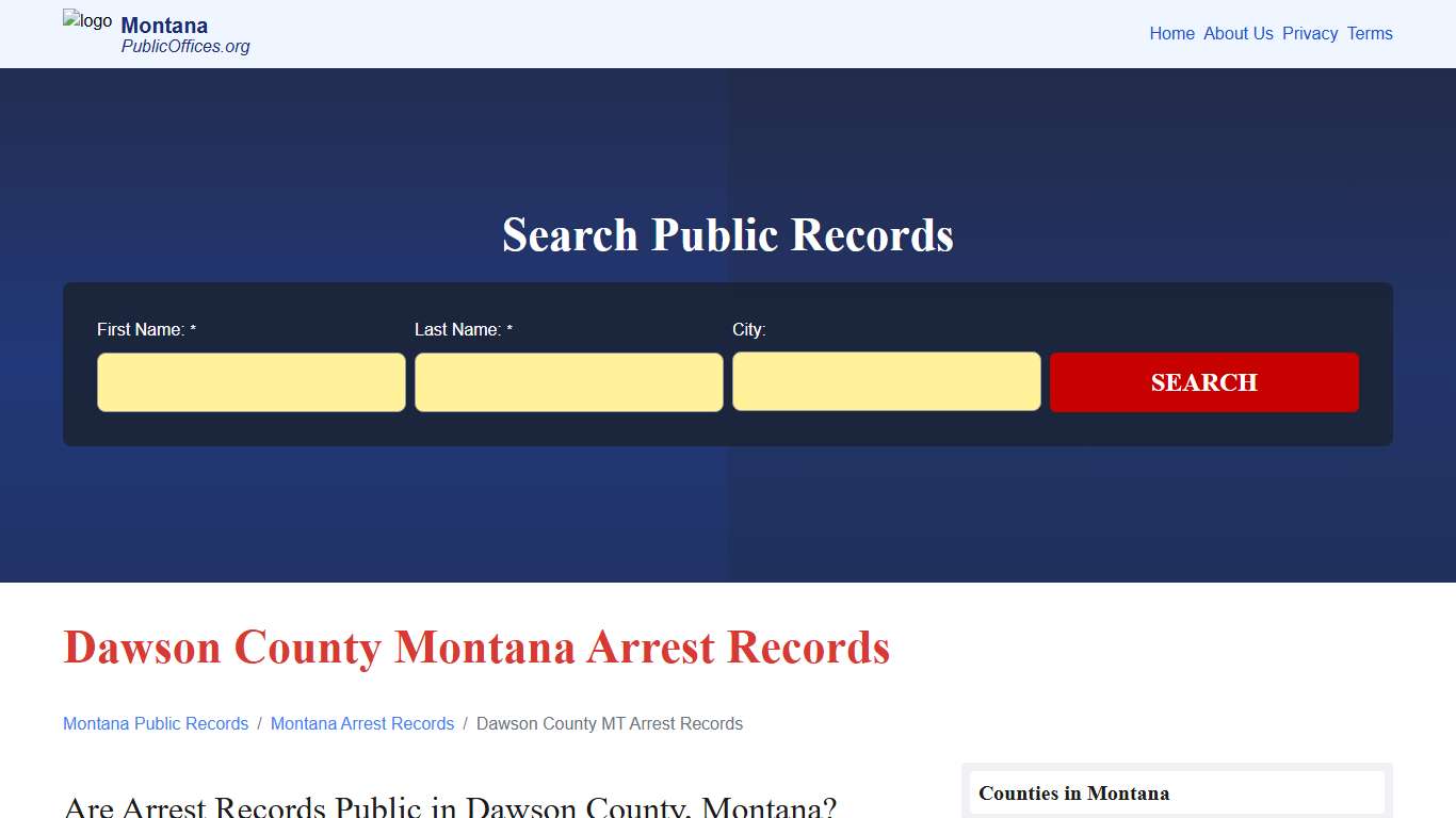 Dawson County, MT Arrest Records Search – PublicOffices.org