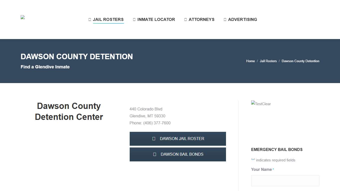 Dawson County Detention - MONTANA JAIL ROSTER